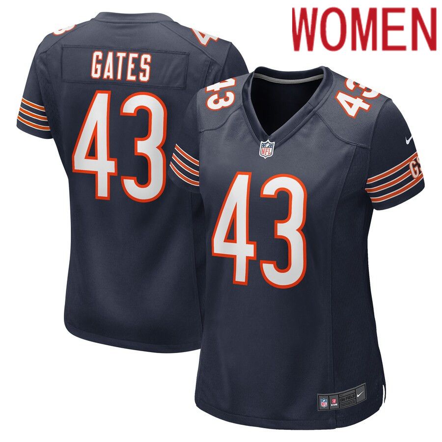 Women Chicago Bears #43 DeMarquis Gates Nike Navy Game Player NFL Jersey